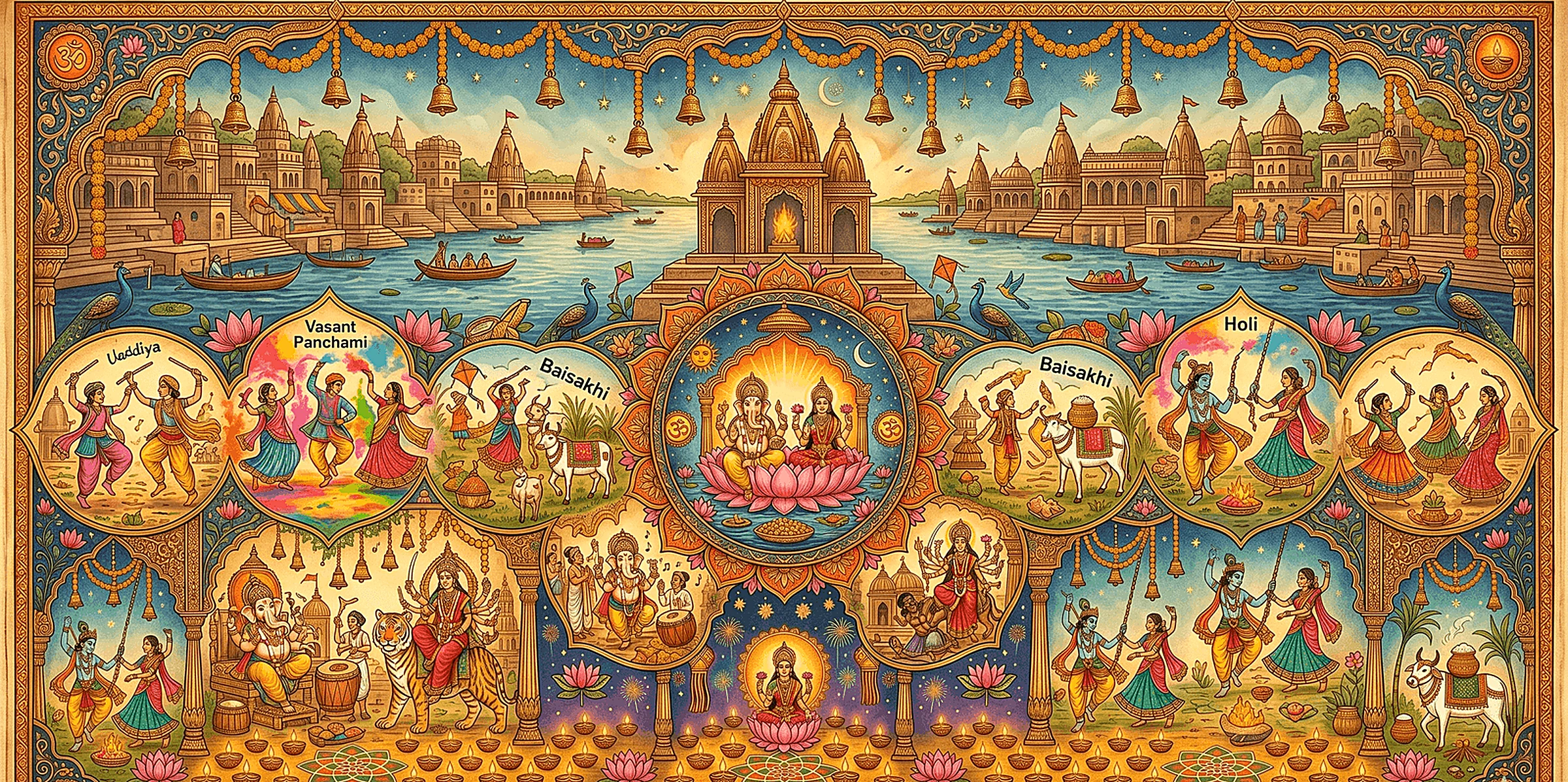A tapestry of Hindu festivals along a riverbank